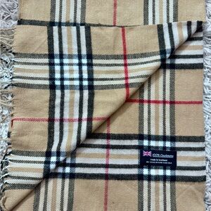 Classic Tan Plaid Cashmere Scarf